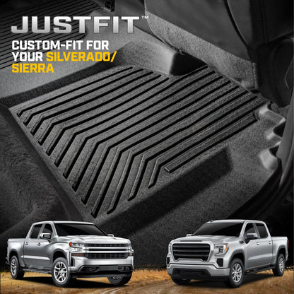 CAT® JustFitTM 3D Custom Fit Bench Bodenmatte für 2019-2026 Chevrolet Silverado 1500 / GMC Sierra 1500 & 2020-2026 Chevy Silverado / GMC Sierra 2500HD / 3500HD Crew Cab Rear Floor Liner Laser gemessen