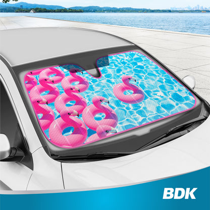 BDK Pink Flamingo Front Windschutzscheibe Sonnenschirm (58' x 27')