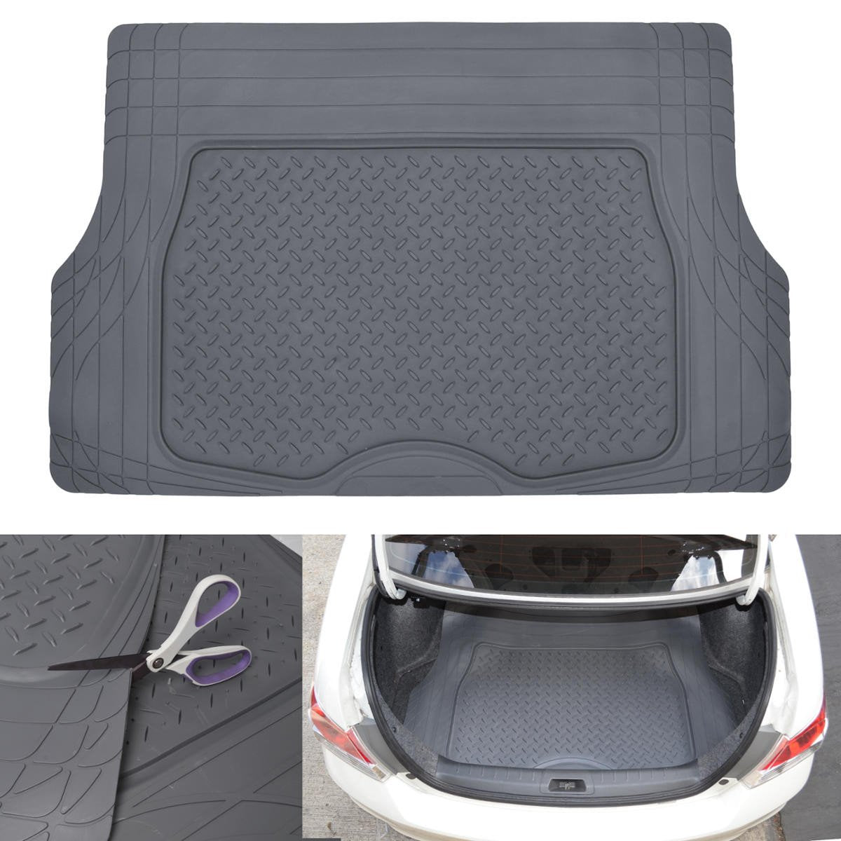 MotorTrend Utility Trunk / Cargo Liner Mat - Heavy Duty, All Weather, Trim to Fit