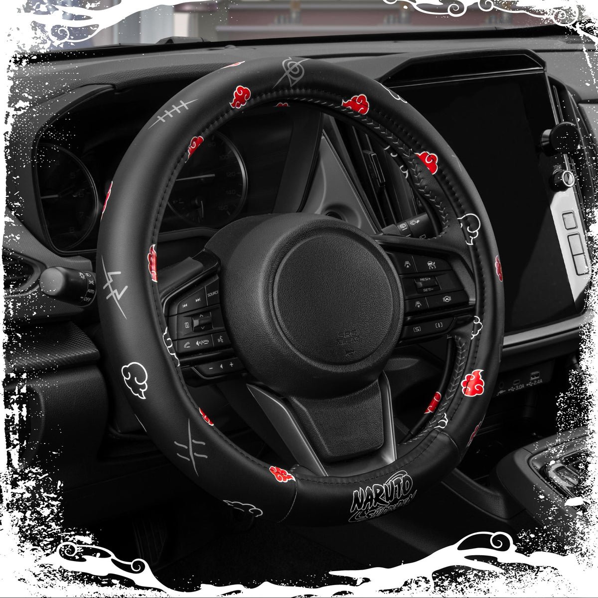 Naruto Shippuden Car Lenkrad Abdeckung, 15 Zoll Anime Lenkrad Abdeckung, gepolsterte Soft Comfortable Cover Anime Car Zubehör für Männer Frauen, Akatsuki