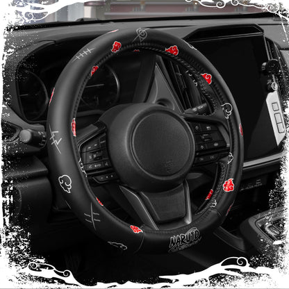 Naruto Shippuden Car Lenkrad Abdeckung, 15 Zoll Anime Lenkrad Abdeckung, gepolsterte Soft Comfortable Cover Anime Car Zubehör für Männer Frauen, Akatsuki