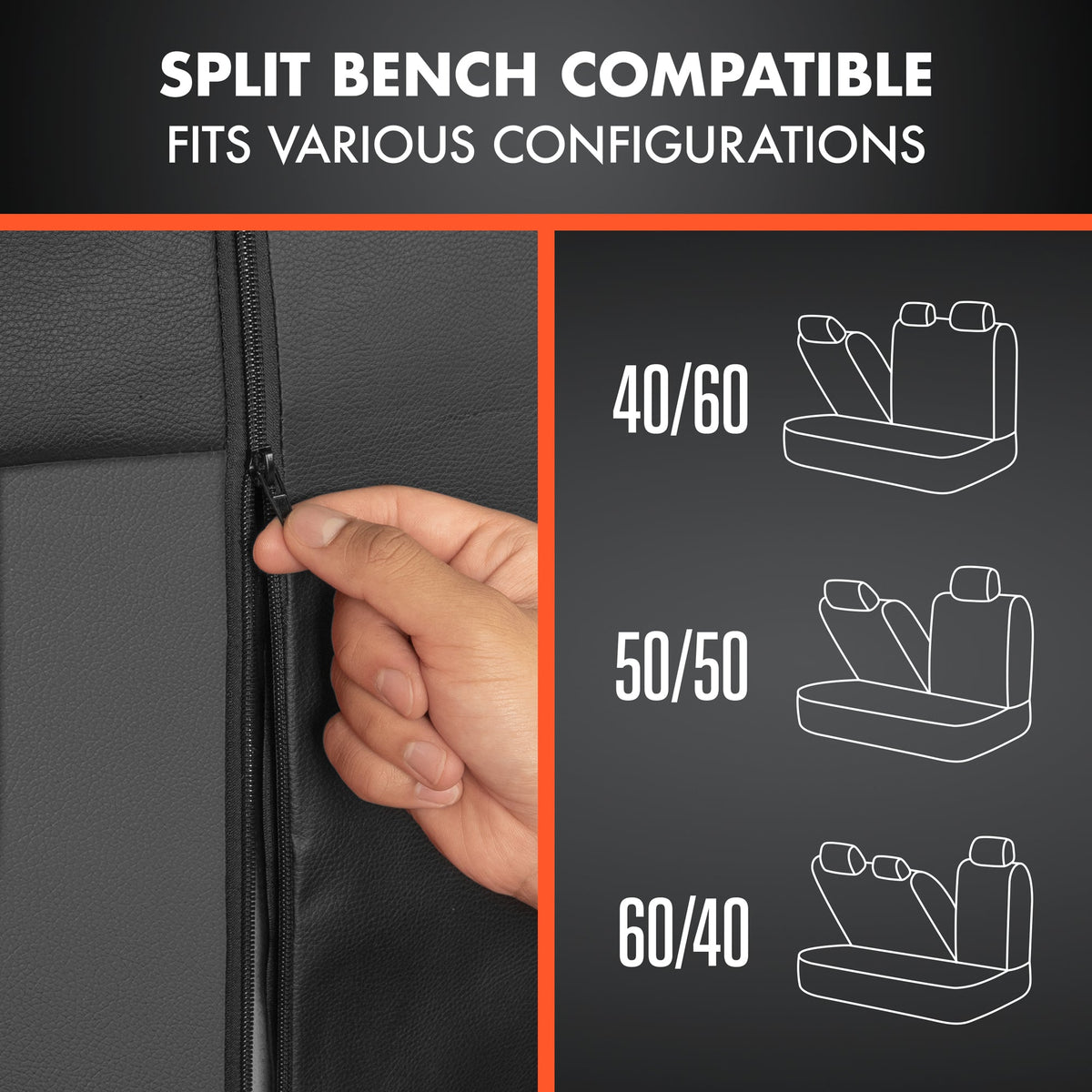 BDK Faux Croc Haut Vordersitze und hintere Split Bench Sitze