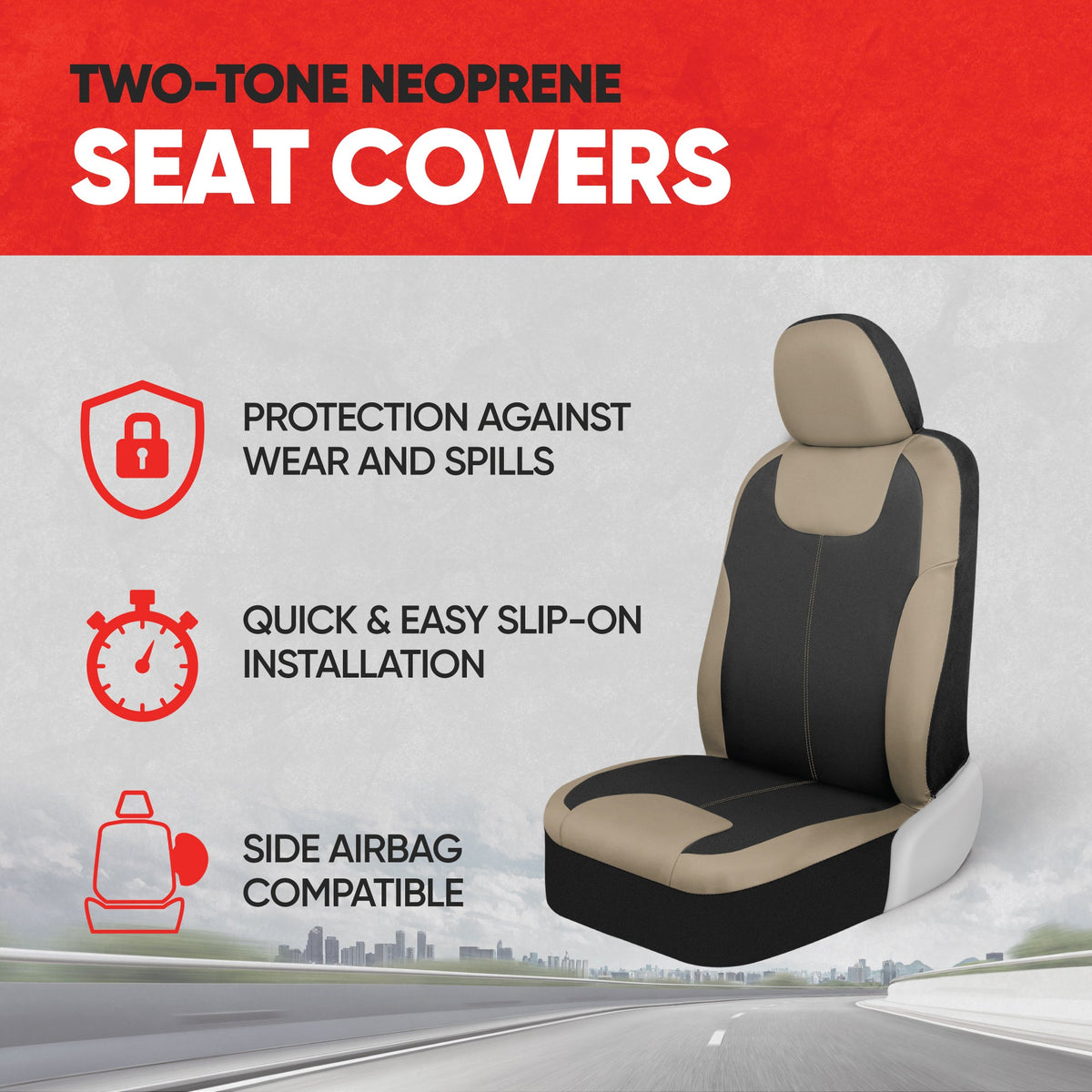 MotorTrend 2-Pack Neopren Zwei-Tone-Vordersitzabdeckungen