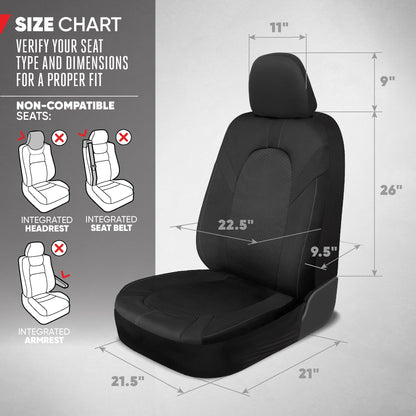 Motor Trend Honeycomb Polyester-Sitzbezüge - Semi Universal Fit Front Seat Protector für die meisten Autos, LKWs, SUVs - Atemberaubendes Hex-Design, einfach zu installieren, Schwarz & Grau Autositzbezug