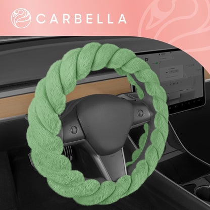 Carbella Twisted Plüsch Pelz Lenkrad Abdeckung (Fits 14.5' - 15.5')
