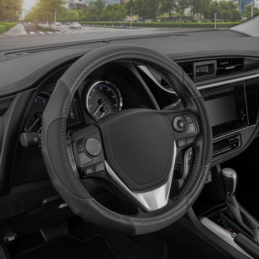 MotorTrend GripDrive Carbonfaser weben Ergonomic Grip Lenkrad Abdeckung (Fits 14.5' - 15.5')