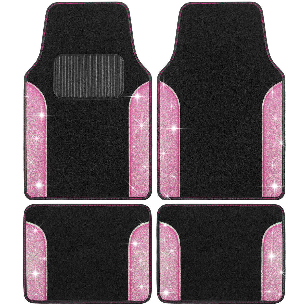 Carbella 4-Piece Sparkle Glitter Vorderbodenmatten und Hinterbodenmatten