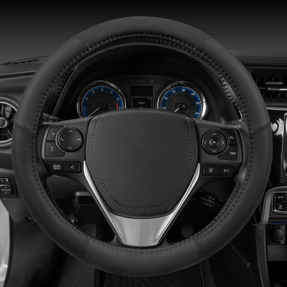 MotorTrend Soft Touch Perforierte Mikrofaser-Lenkradabdeckung (Fits 14.5' - 15.5')
