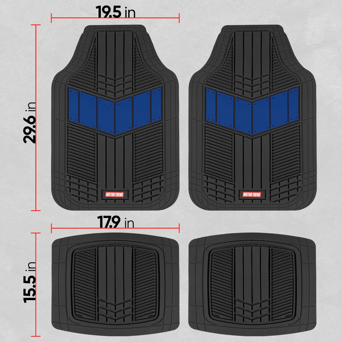 MotorTrend 4-Piece DualFlex Deep Drainage Kanäle Vorderbodenmatten und Hinterbodenmatten - Heavy Duty, All Weather, Trimmen Sie, um zu passen