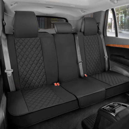 MotorBox Premium Napa Lederrücksitz Abdeckung - Semi Universal Fit für die meisten Autos, LKW & SUV - Black Back Seat Protector - Anti-Rutsch, langlebige Bench Abdeckung - Einfache Installation, Luxus Auto Interior Upgrade