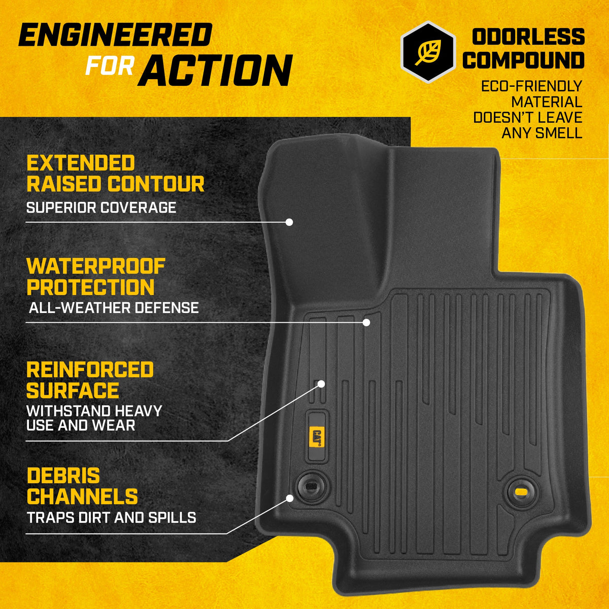 CAT® JustFitTM 3D-maßgeschneiderte Fußbodenmatten für Toyota RAV4 2019 2020 2022 2023 2024 - Heavy Duty Floor Liner Protection Laser gemessen, Toyota RAV4 Zubehör, Car Liner