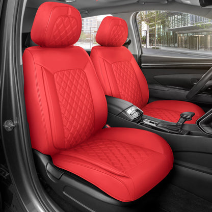MotorBox Elite Edition Faux Ledersitz Abdeckungen für Autos, LKW und SUV - 2 Red Car Sitz Abdeckungen für Vordersitze - Universal Fit Car Zubehör Automotive Interior Cover Protector für die meisten Fahrzeuge