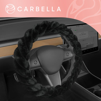 Carbella Twisted Plüsch Pelz Lenkrad Abdeckung (Fits 14.5' - 15.5')
