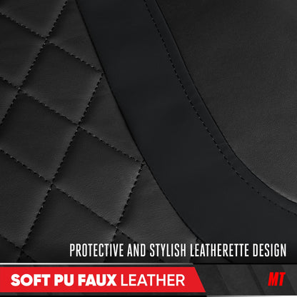 Motor Trend Faux Ledersitzbezüge für LKW, Autos und SUV - Front Black Car Seat Cover Set - Universal Fit für die meisten Automobile - Forros Para Asientos De Carro - CarSeat Cover Zubehör