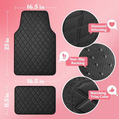 Carbella 4-teilige DiamondLuxe Vorderbodenmatten und Hinterbodenmatten - Schwarz