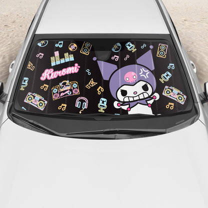Carbella Sanrio Kuromi Neon Party Front Windschutzscheibe Sonnenschirm (58' x 28')