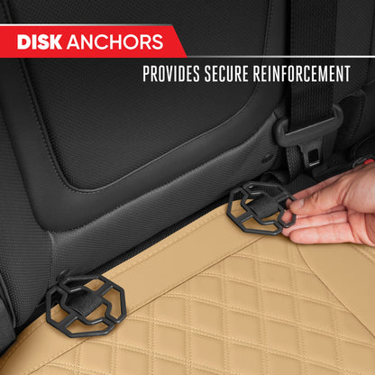 MotorTrend 3-Piece Diamond Stitched Padded Rücksitzabdeckungen mit Aufbewahrungstaschen - Beige