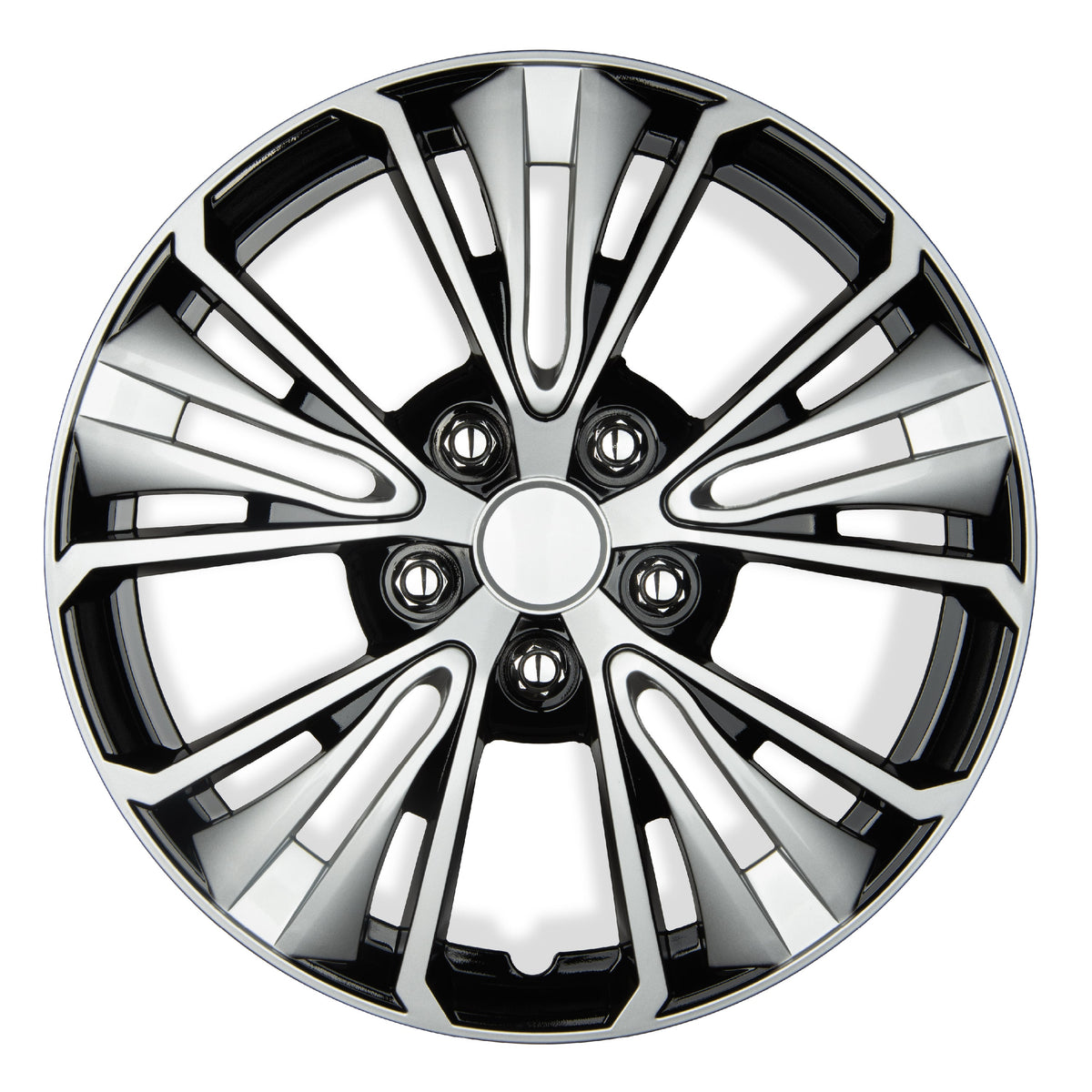 BDK 40,6 cm Hubcaps Set von 4 - OEM Ersatz Snap-On Wheel Rim Covers - Universal Fit Car Wheel Cover für Autos, LKW, SUV, Vans Durable ABS Black & Silver 5-Spoke Hub-Cap Car Zubehör Außen
