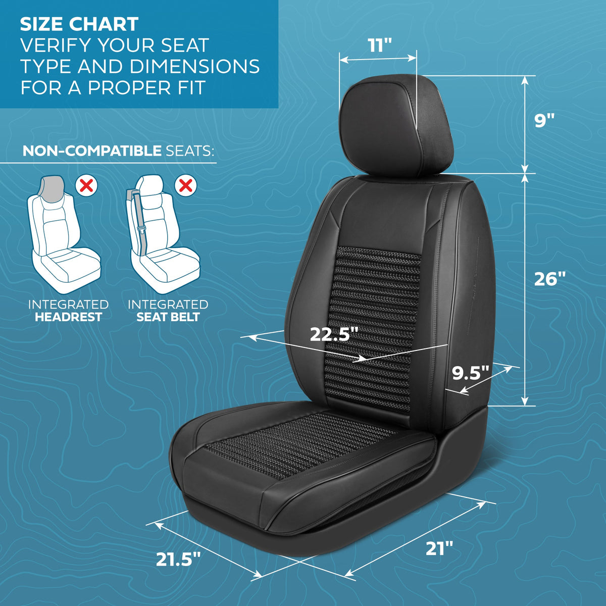 MotorBox Elite Edition Faux Leder & All Weather Wicker Sitzbezüge für Autos, LKW & SUV - 2 Black Car Seat Abdeckungen für Vordersitze - Universal Fit Car Zubehör Automotive Interior Protector