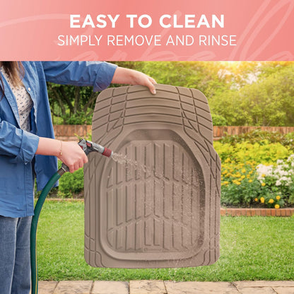 Autobodenmatten - FlexTough Deep Dish Rubber All Weather Protection für Autos SUV Trucks Beige Automotive Zubehör