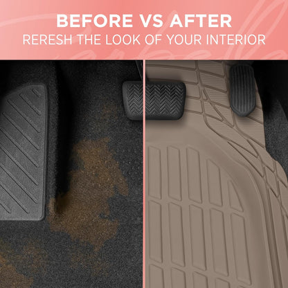 Autobodenmatten - FlexTough Deep Dish Rubber All Weather Protection für Autos SUV Trucks Beige Automotive Zubehör