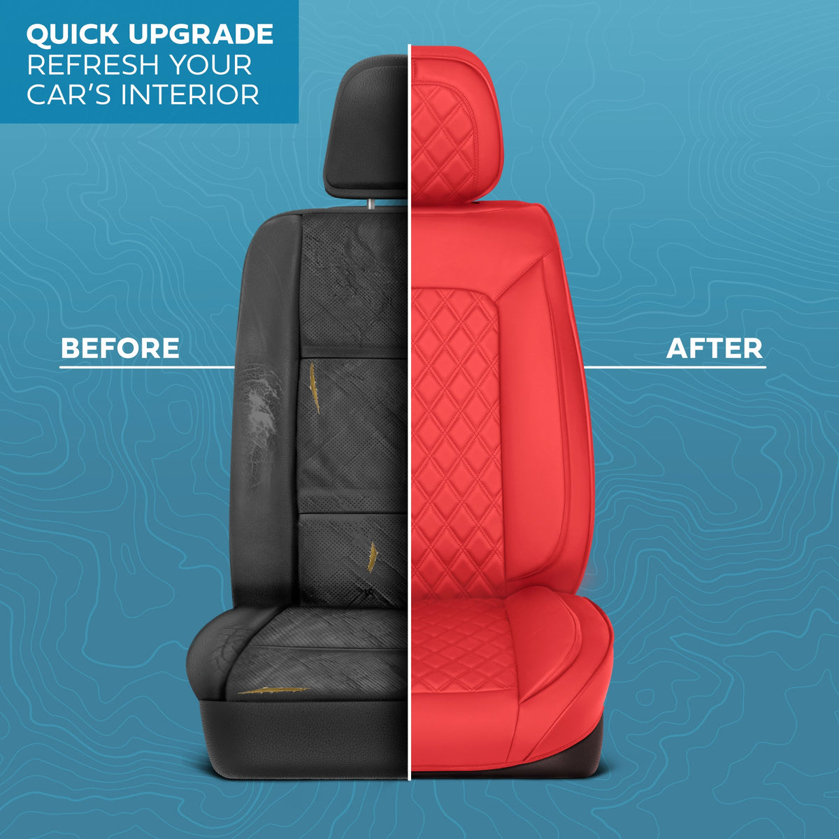 MotorBox Elite Edition Faux Ledersitz Abdeckungen für Autos, LKW und SUV - 2 Red Car Sitz Abdeckungen für Vordersitze - Universal Fit Car Zubehör Automotive Interior Cover Protector für die meisten Fahrzeuge
