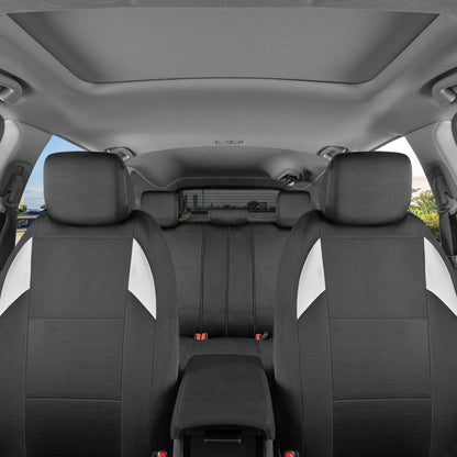 BDK carXS Monaco Sitzbezüge für Autos Vollständig, Beige Tri-Tone Vordersitzbezüge mit Split Rear Bench Back Seat Cover, Automobilsitzbezüge für LKW SUV Van Auto (Mehrere Farben)