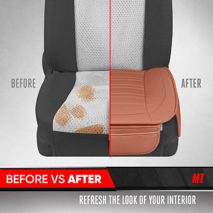 Motor Trend Faux Leder Vordersitz Abdeckung für Autos - Set von 2 Braunen Vordersitz Abdeckungen für SUV & Truck mit Aufbewahrung Taschen - Autositze Abdeckung Protector - Nur für Bodenpolster Abdeckung