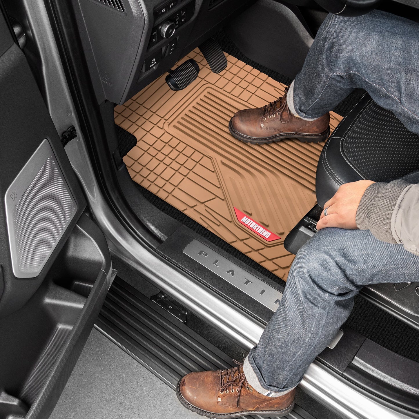 MotorTrend 3-Piece Raised Ridge Multi-Channel Front Floor Matts und Rear Floor Mat - Heavy Duty, All Weather, Trim to Fit
