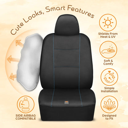 C&C Napa Ledertasche 2 Vordersitze - Faux Leder Auto Sitzprotektoren für Autos & LKW - UV-resistent, leicht zu reinigen, universelle Passform - Stilvolles Küstendesign für Sommer Auto Interior Upgrade