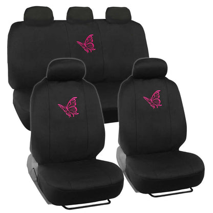 BDK 12-Piece Butterfly Vordersitzbezüge, Rücksitzbezüge, Sicherheitsgurtpads und Lenkradbezüge (Fits 14.5' - 15.5')