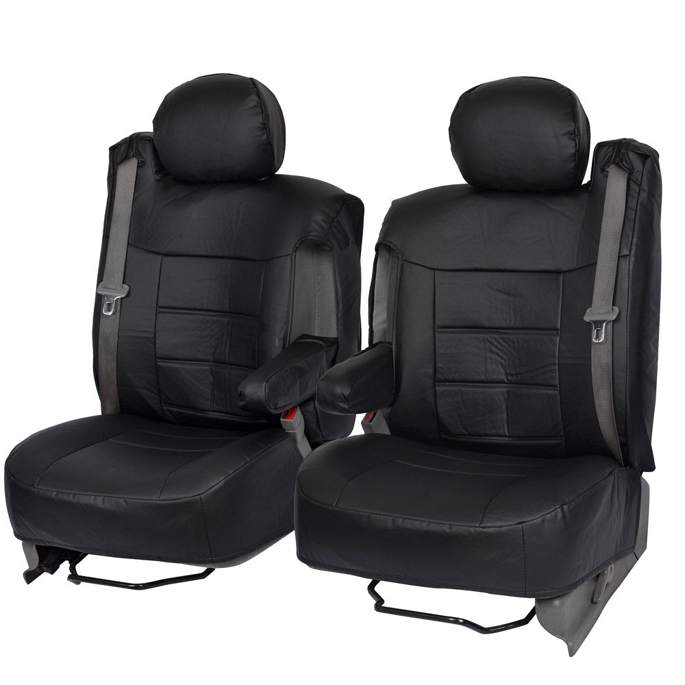 BDK 2-Pack Premium Faux Leder Vordersitze mit integrierten Sicherheitsgurt- und Armlehnenabdeckungen