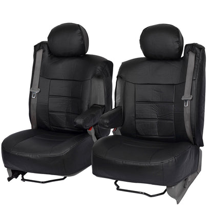 BDK 2-Pack Premium Faux Leder Vordersitze mit integrierten Sicherheitsgurt- und Armlehnenabdeckungen