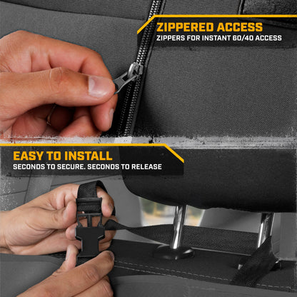 CAT Grauer Rücksitzbezug für LKW, Autos & SUVs - Heavy-Duty Oxford Canvas - 60/40 Split Bench Protector - Langlebiger Rücksitzbezug für Arbeitsfahrzeuge, Haustiere, Reisen - Car & Truck Interior Accessory
