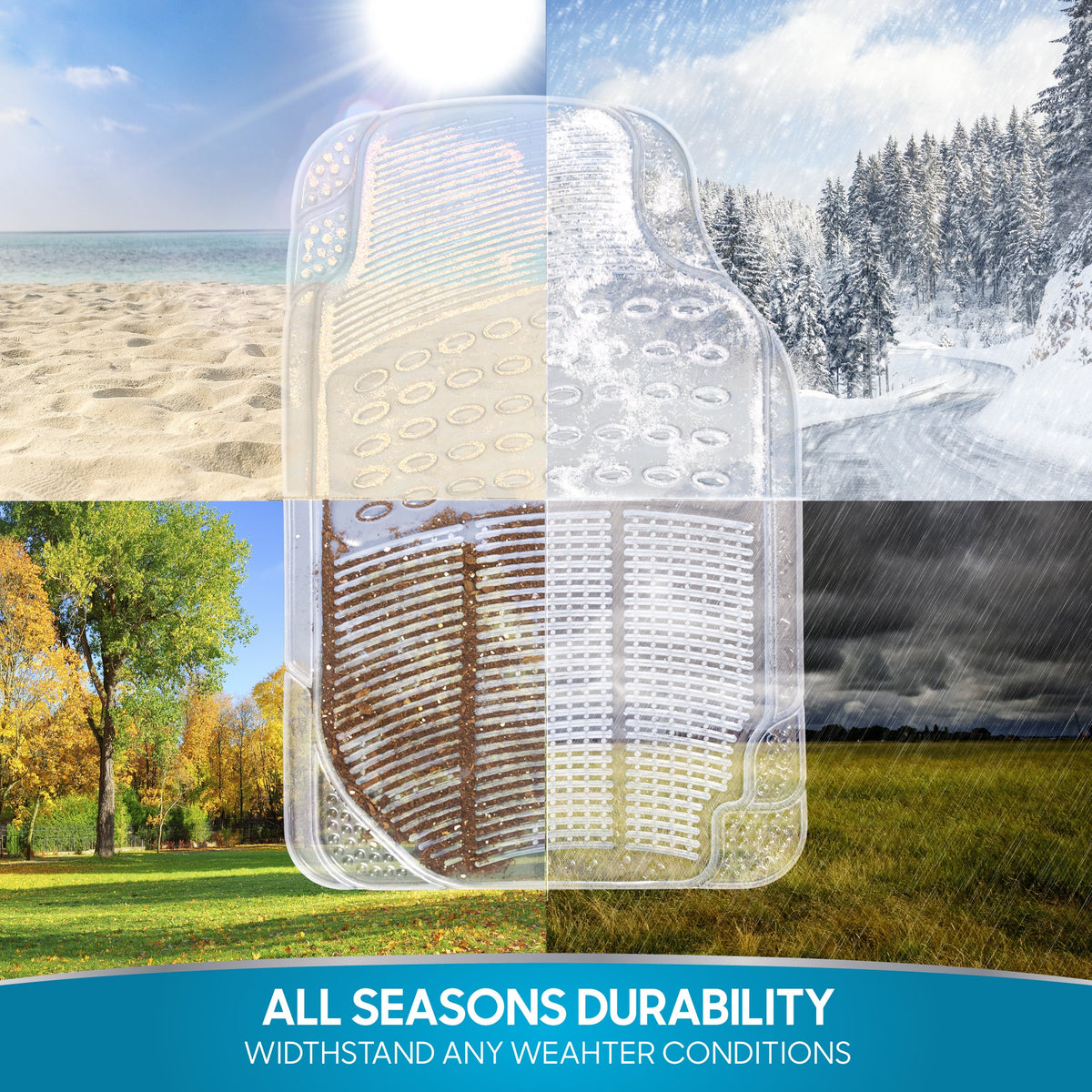 BDK 4-Piece Cushioned Grip Pad Vorderbodenmatten und hintere Bodenmatten - Heavy Duty, All Weather, Trimmen Sie, um zu passen