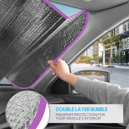 BDK Retro Wave Automotive Windschutzscheibe Sonnenschirme Akkordell-Faltstil - Windschutzscheibe Sonnenschutz Auto Schatten für Pkw-LKW-SUVs Vans Sun Visor Protector, um UV-Strahlen zu blockieren - hält Fahrzeug kühl 58" x 27"