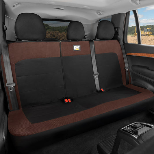 Cat Flexfit Brown & Black Rücksitzbezug für Auto - Langlebiger Canvas & Mesh Design 60/40 Split Bench Protector für Autos, LKW & SUVs - Rücksitzbezug für Rücksitzbezug - Interieur-Autozubehör