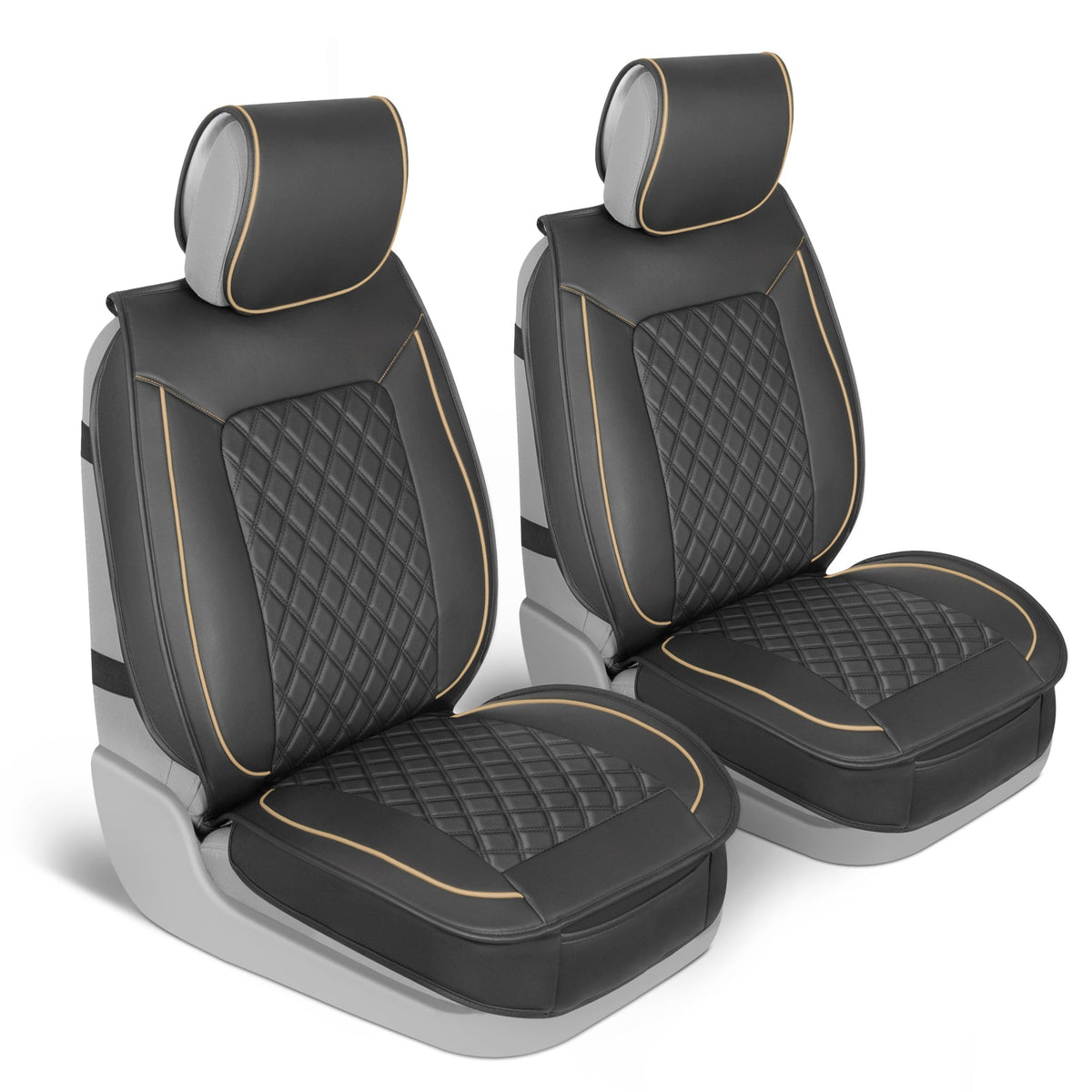 MotorBox 2-Pack Prestige Edition Premium Faux Leather Diamond Stitched Cushion Vordersitzbezüge