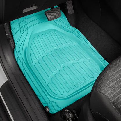 CARBELLA Heavy Duty Rubber 4-Piece Teal Car Bodenmatten - Universal Trimmable Allwetter-Autozubehör - Mädchen Autozubehör für Frauen & süße Automatten für Frauen für Girly Autodekor, LKW und SUV