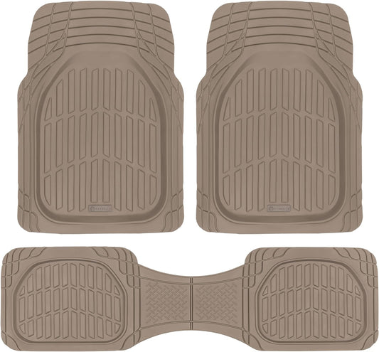 Autobodenmatten - FlexTough Deep Dish Rubber All Weather Protection für Autos SUV Trucks Beige Automotive Zubehör