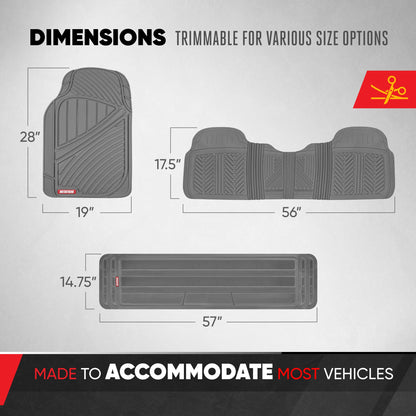 MotorTrend 4-Piece 3-Rows Extra-High Ridgeline Vorderbodenmatten, Mittelbodenmatte und Hinterbodenmatte