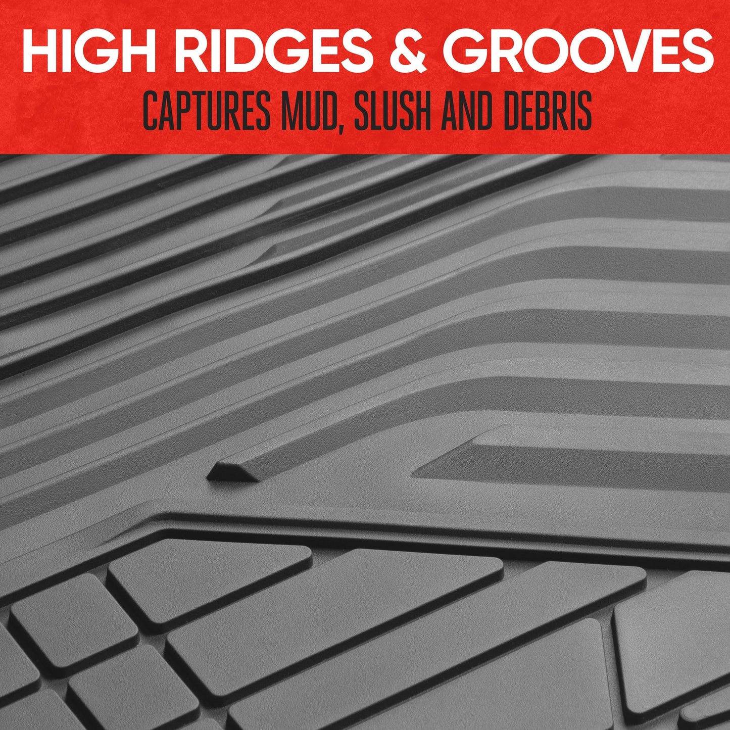 MotorTrend 3-Piece Raised Ridge Multi-Channel Front Floor Matts und Rear Floor Mat - Heavy Duty, All Weather, Trim to Fit