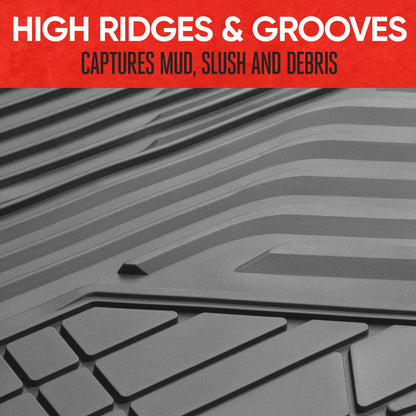 MotorTrend 3-Piece Raised Ridge Multi-Channel Front Floor Matts und Rear Floor Mat - Heavy Duty, All Weather, Trim to Fit