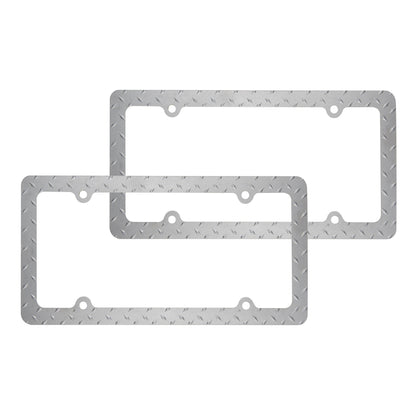 Rostbeständiges verchromtes Die-Cast-Edelmetall-Lizenzplattenrahmen / -halter Universalgröße - Blank Metal Design (Paket von 2)