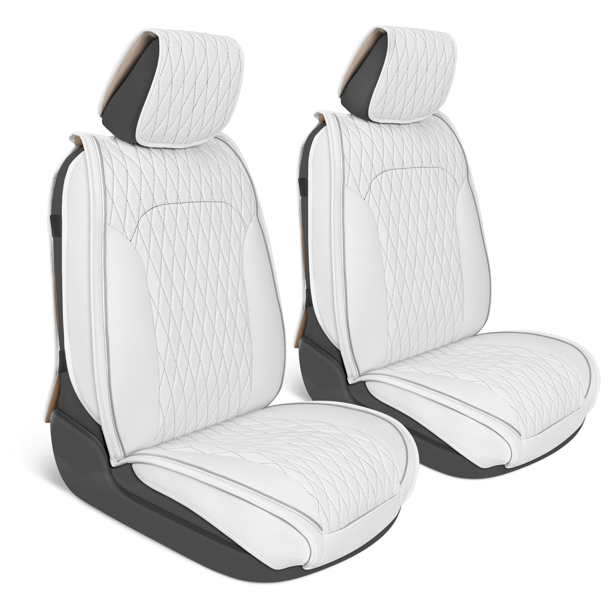 Car Seat Covers - DiamondLux Edition Premium Faux Leather Seat Protectors - Doppelkreuz-Nähte gepolsterte Automobilzubehör für LKW, SUVs, Autos - Front Seat Set