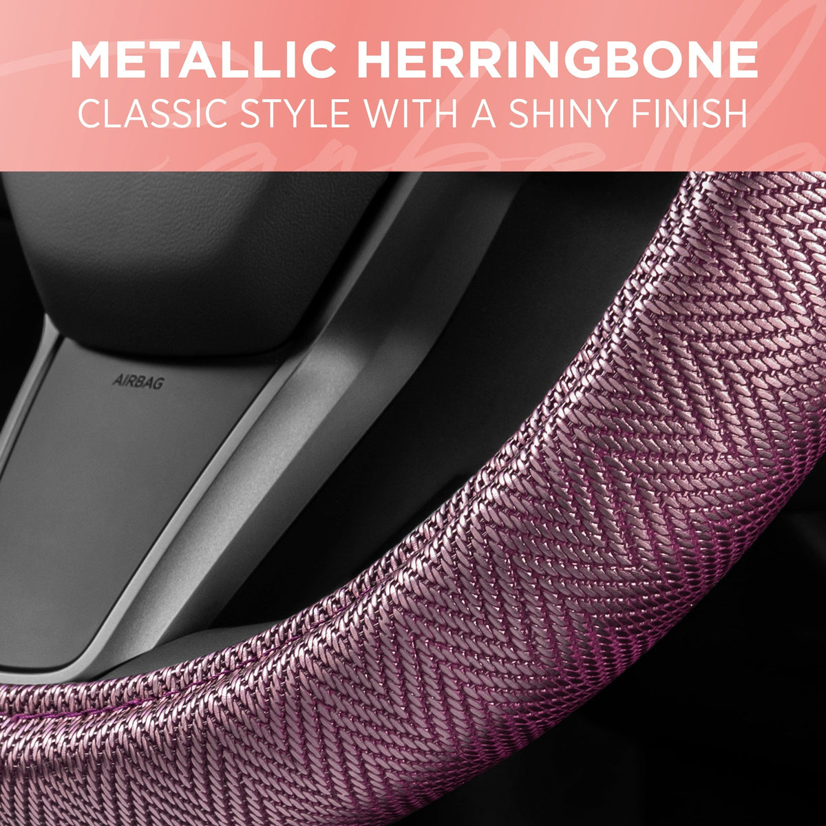 Carbella Purple Herringbone Steering Wheel Cover (Fits 14.5' - 15.5')