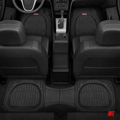 MotorTrend 4-Stück FlexTough Deep Dish Vorderbodenmatten, Hinterbodenmatte und Trunk / Cargo Mat - Heavy Duty, All Weather, Trim to Fit