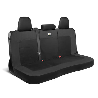 Cat Flexfit Black Rear Seat Cover für Auto - Langlebiger Canvas & Mesh Design 60/40 Split Bench Protector für Autos, LKW & SUVs - Rücksitz Abdeckung für Hinterbank - Interieur Car Zubehör