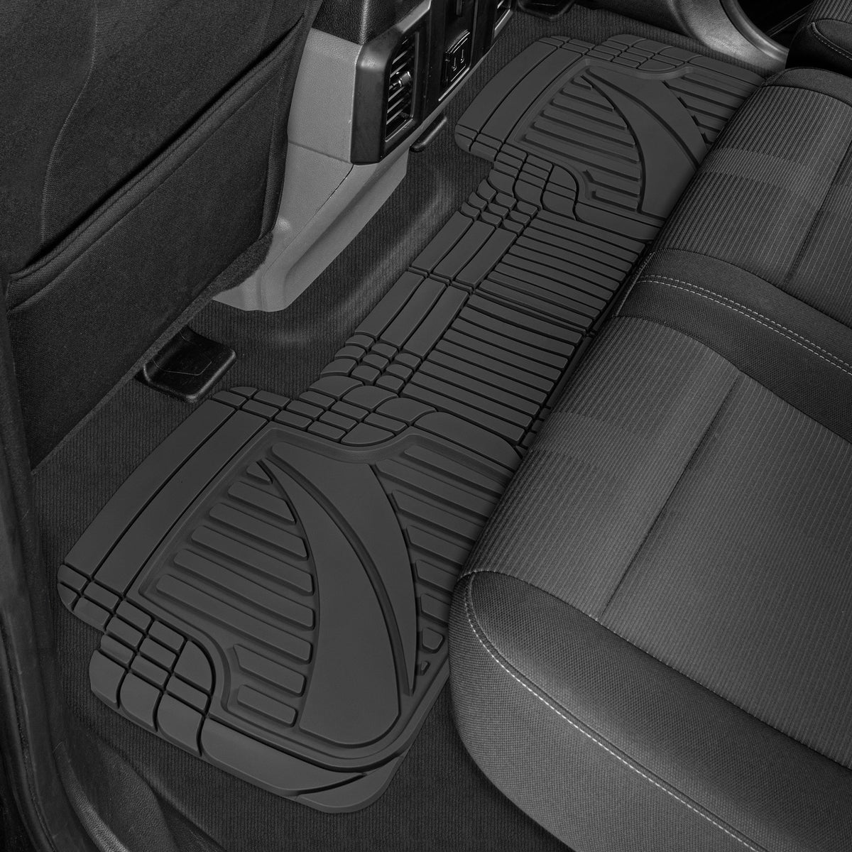 MotorTrend 3-Stück FlexTough Advanced Gummi Mehrkanal-Frontbodenmatten und hintere Bodenmatte