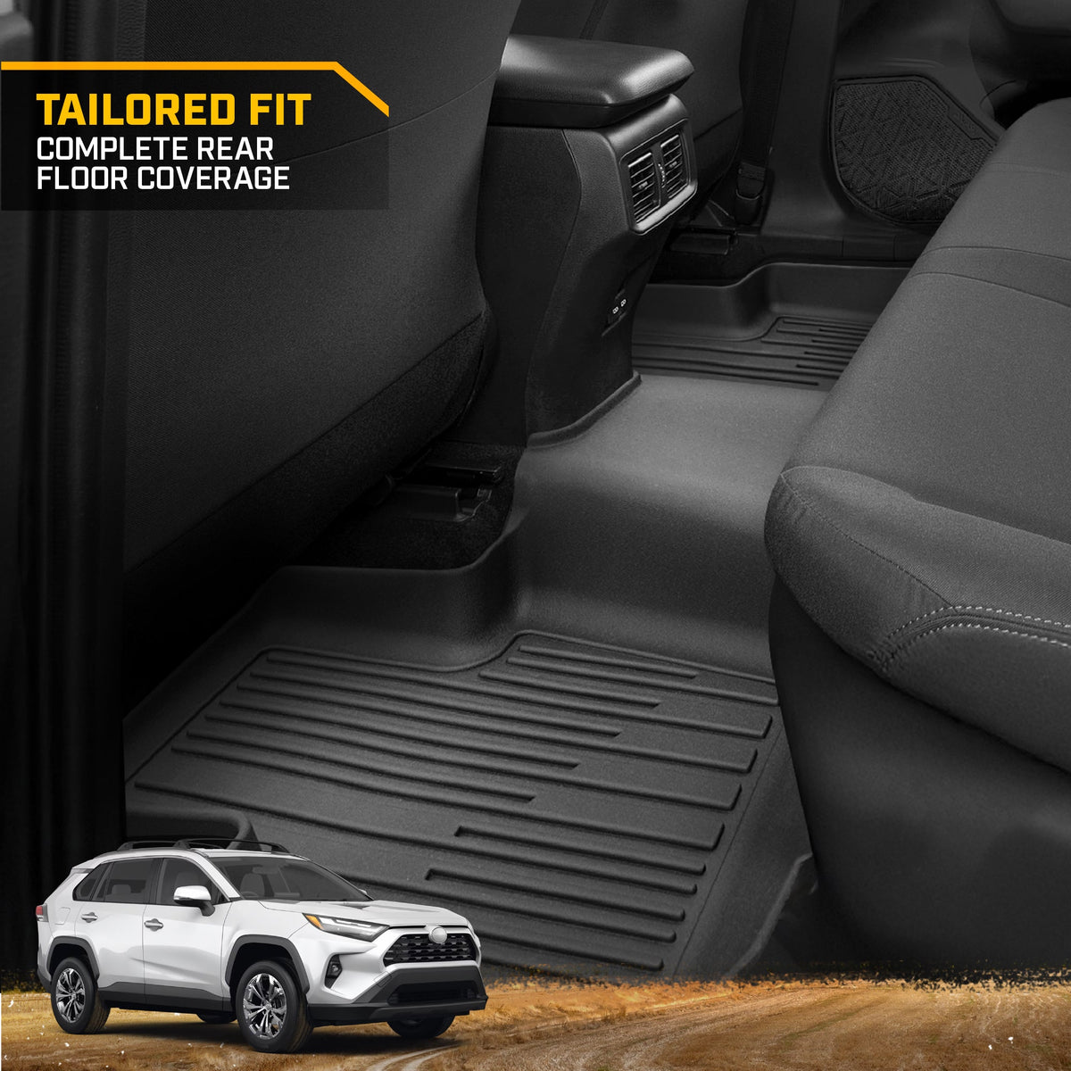 CAT® JustFitTM 3D-maßgeschneiderte Fußbodenmatten für Toyota RAV4 2019 2020 2022 2023 2024 - Heavy Duty Floor Liner Protection Laser gemessen, Toyota RAV4 Zubehör, Car Liner